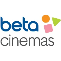 Beta cinemas logo with colorful geometric shapes and modern font for entertainment branding.