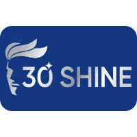 Deep blue logo with stylized face and "30 Shine" text, representing a professional brand identity.